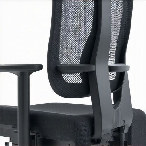 Close-up of a high-tech ergonomic mesh chair showing responsive tension zones and embedded sensors