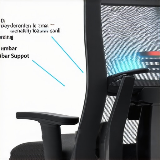 Close-up of a modern ergonomic mesh chair highlighting dynamic tension zones and lumbar support