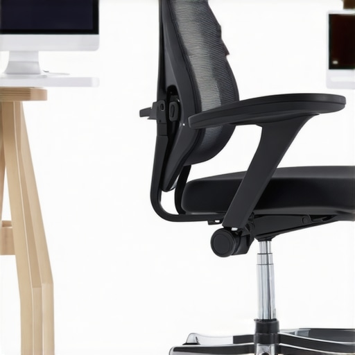 Ergonomic Mesh Office Chair in Workspace Modern ergonomic office chair with breathable mesh in bright office