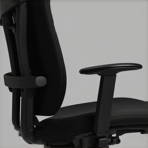 Close-up of ergonomic office chair lumbar support with adjustment controls