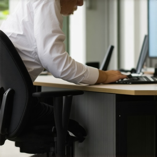 Person customizing lumbar support on office chair