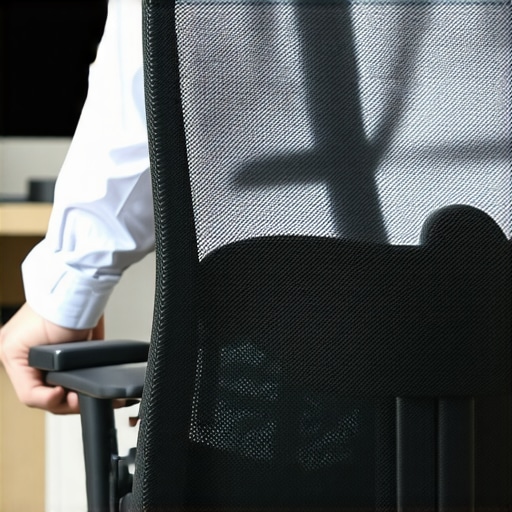 Adjusting ergonomic office chair at workspace Person fine-tuning ergonomic office chair for optimal comfort at desk
