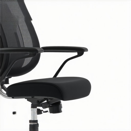 Ergonomic office chair with highlighted adjustable armrests aligned to shoulder width.