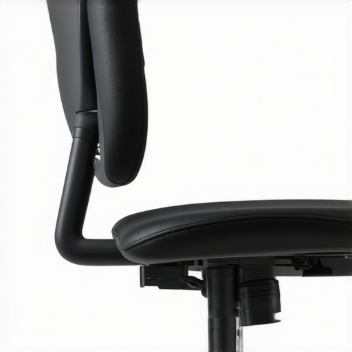 Detailed view of an ergonomic office chair's lumbar and seat adjustment controls.