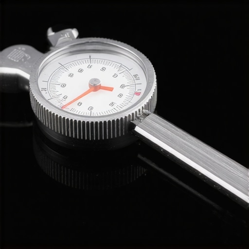 Tool for Adjusting Chair Tension A hand holding a tension gauge and torque wrench to fine-tune an office chair's tilt mechanism