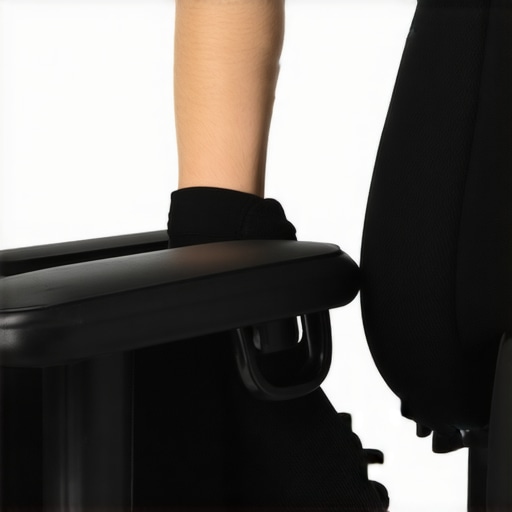A technician using a screwdriver on an ergonomic office chair's lumbar support to ensure proper function.