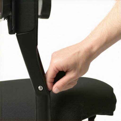 Person tightening screw on office chair lumbar support